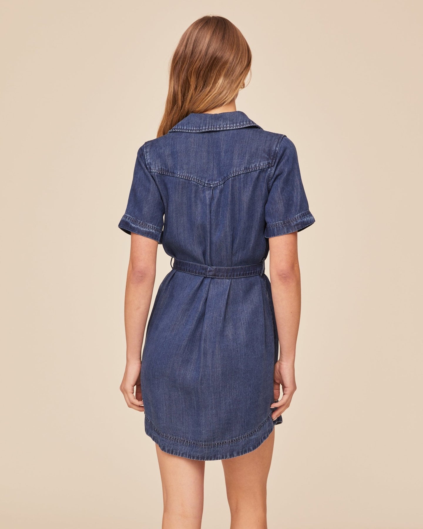 Print Your PostShort Sleeve Utility Shirt Dress - Horizon Blue WashDresses