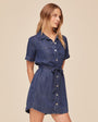 Print Your PostShort Sleeve Utility Shirt Dress - Horizon Blue WashDresses