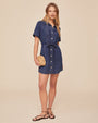 Print Your PostShort Sleeve Utility Shirt Dress - Horizon Blue WashDresses