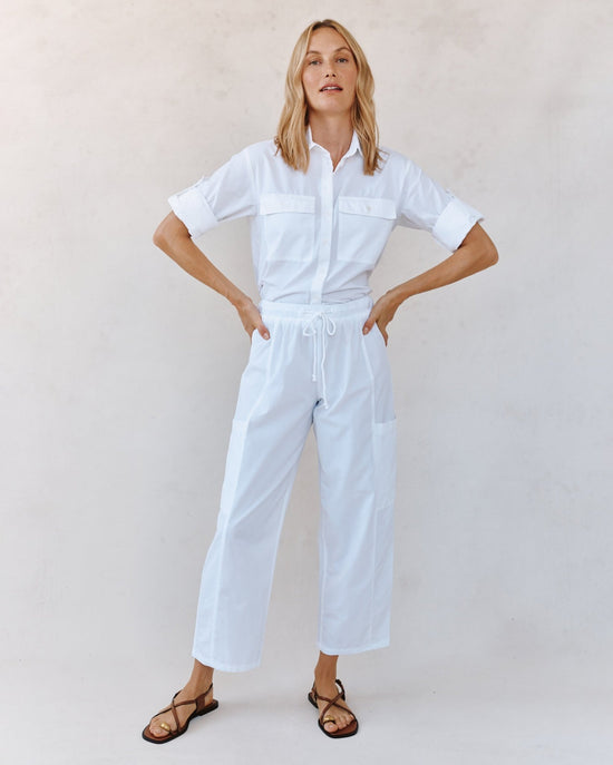 Print Your Post Side Pocket Seamed Pant - White