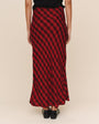 Print Your PostSide Slit Bias Maxi Skirt - Red & Black CheckSkirts