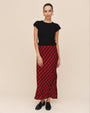 Print Your PostSide Slit Bias Maxi Skirt - Red & Black CheckSkirts