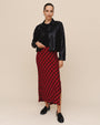Print Your PostSide Slit Bias Maxi Skirt - Red & Black CheckSkirts