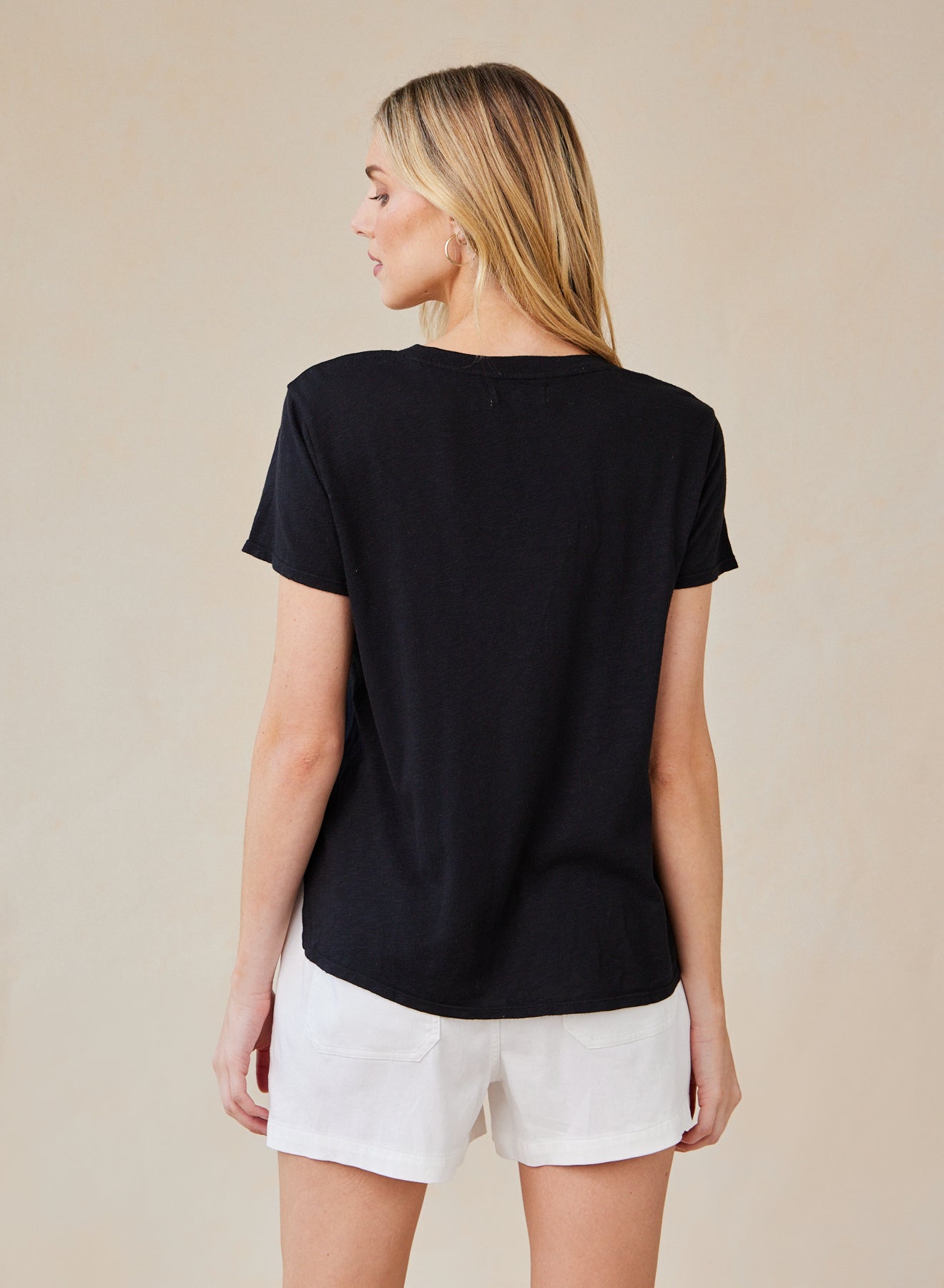 Print Your PostSide Slit V - Neck Tee - BlackTops