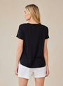 Print Your PostSide Slit V - Neck Tee - BlackTops