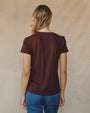 Print Your PostSide Slit V Neck Tee - Pinot NoirTops