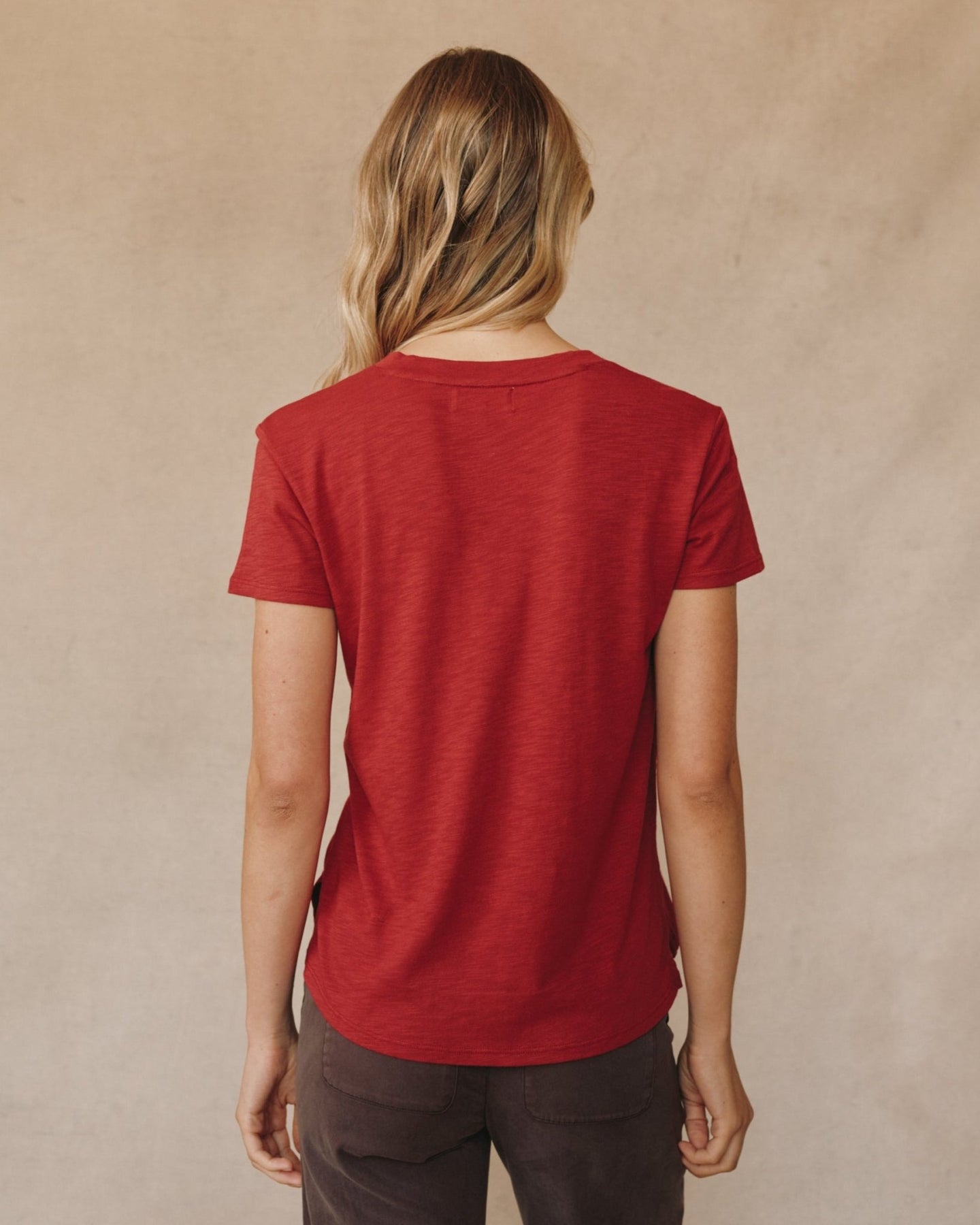 Print Your PostSide Slit V Neck Tee - Ruby RedTops