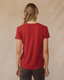 Print Your PostSide Slit V Neck Tee - Ruby RedTops