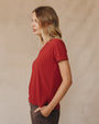 Print Your PostSide Slit V Neck Tee - Ruby RedTops