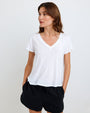 Print Your PostSide Slit V - Neck Tee - WhiteTops