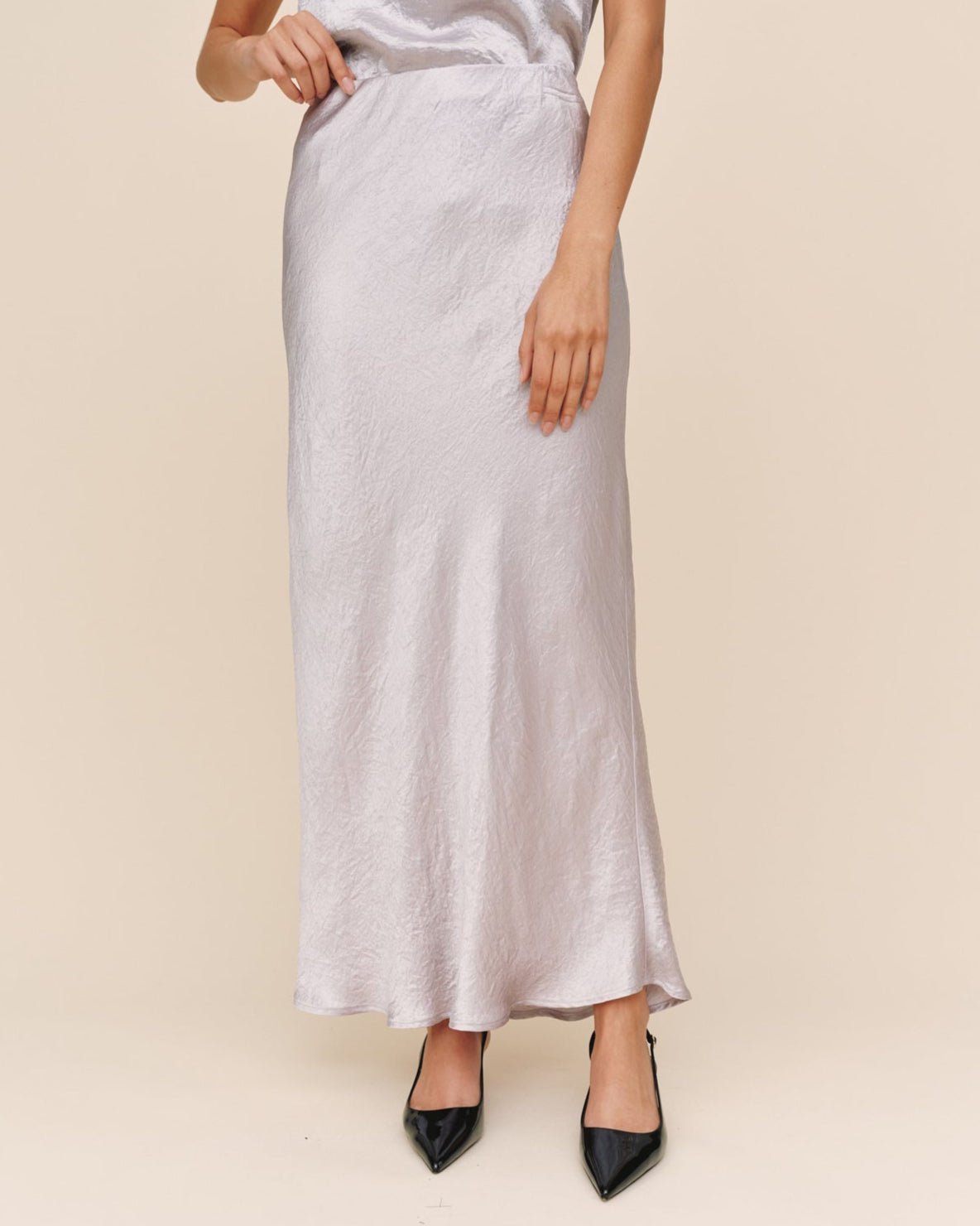 Print Your PostSleek Bias Maxi Skirt - SilverSkirts
