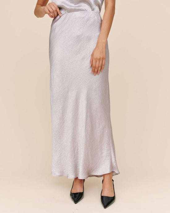 Print Your Post Sleek Bias Maxi Skirt - Silver View 2