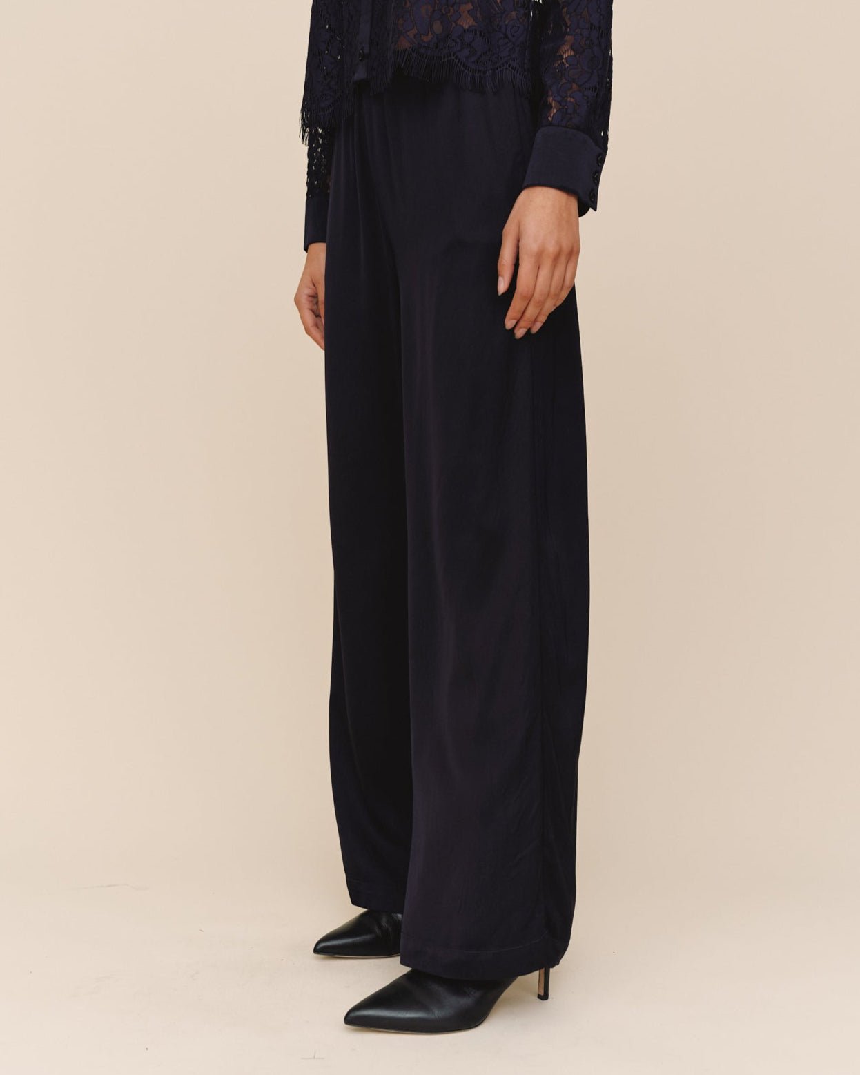 Print Your PostSleek Clean Wide Leg Pant - Midnight SkyPants