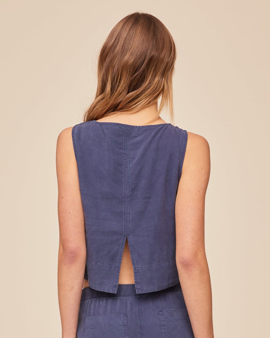 Print Your Post Sleeveless Boat Neck Split Back - Midnight Surf View 2