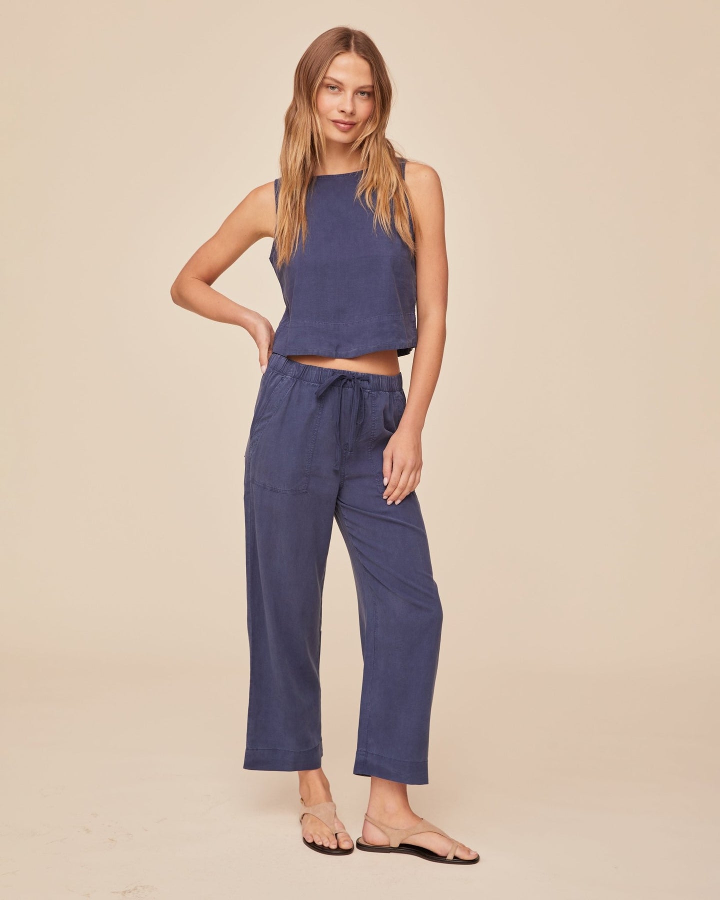 Print Your PostSleeveless Boat Neck Split Back - Midnight SurfTops