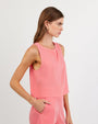 Print Your PostSleeveless Boat Neck Split Back - Wild CoralTops