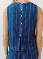 Print Your PostSleeveless Button Back Top - Indigo StipeTops