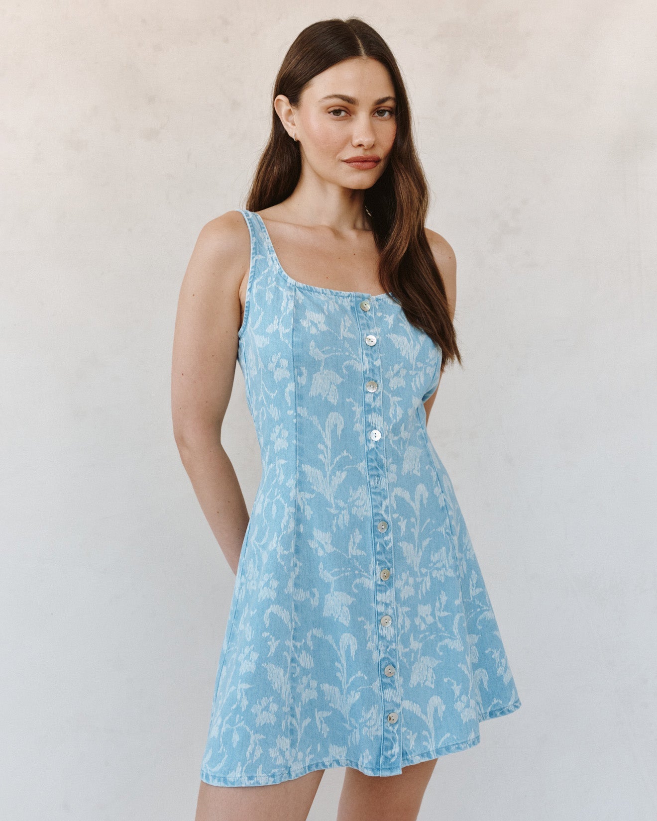 Print Your PostSleeveless Button Front Fitted Dress - Vintage Fleur DenimDresses