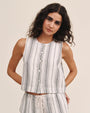 Print Your PostSleeveless Button Front Top - Boardwalk StripeTops