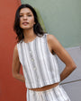 Print Your PostSleeveless Button Front Top - Boardwalk StripeTops