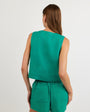 Print Your PostSleeveless Half Placket Top - Aqua GreenTops