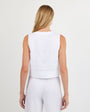 Print Your PostSleeveless Half Placket Top - WhiteTops