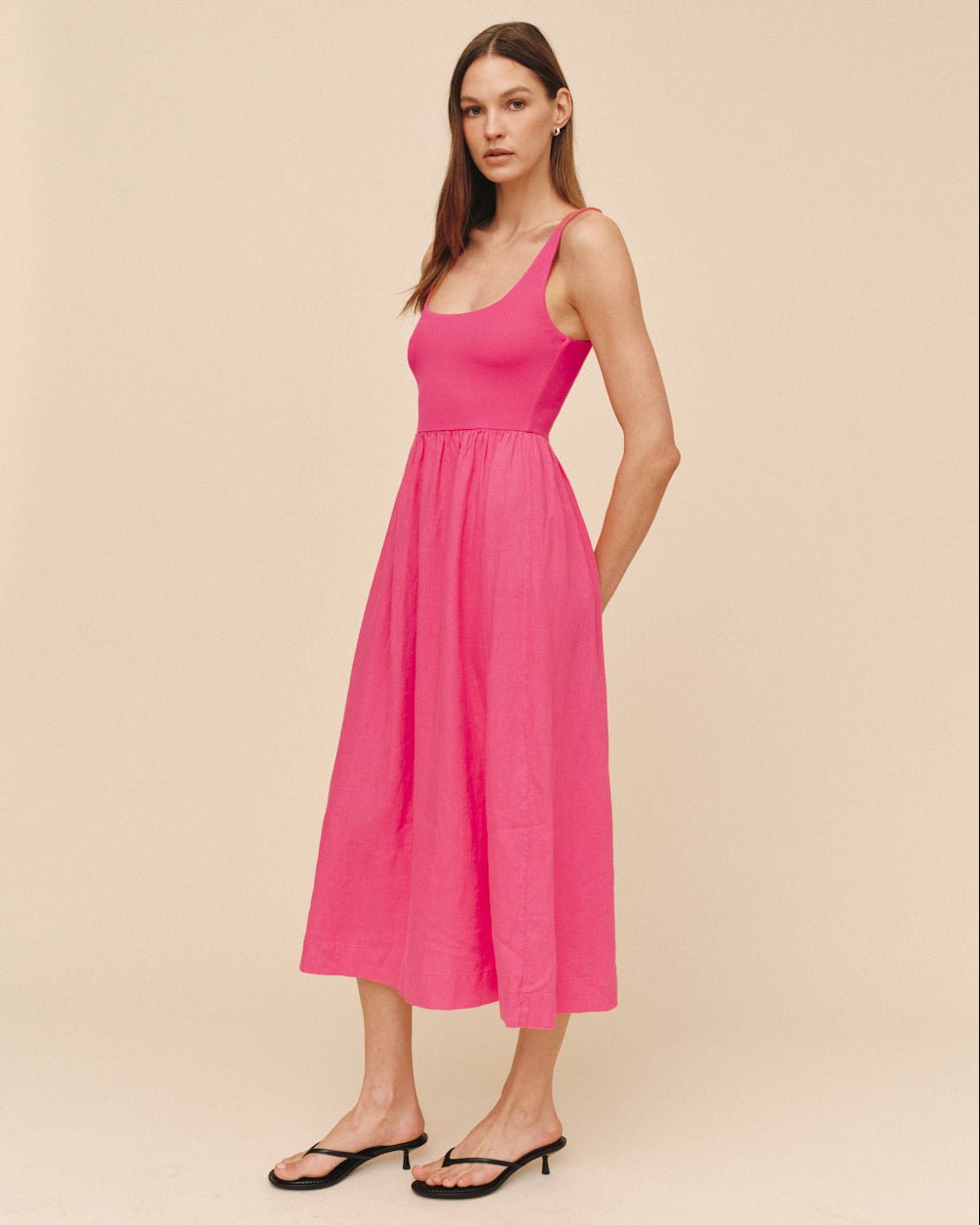 Print Your PostSleeveless Knit Combo Dress - Spiced HibiscusDresses