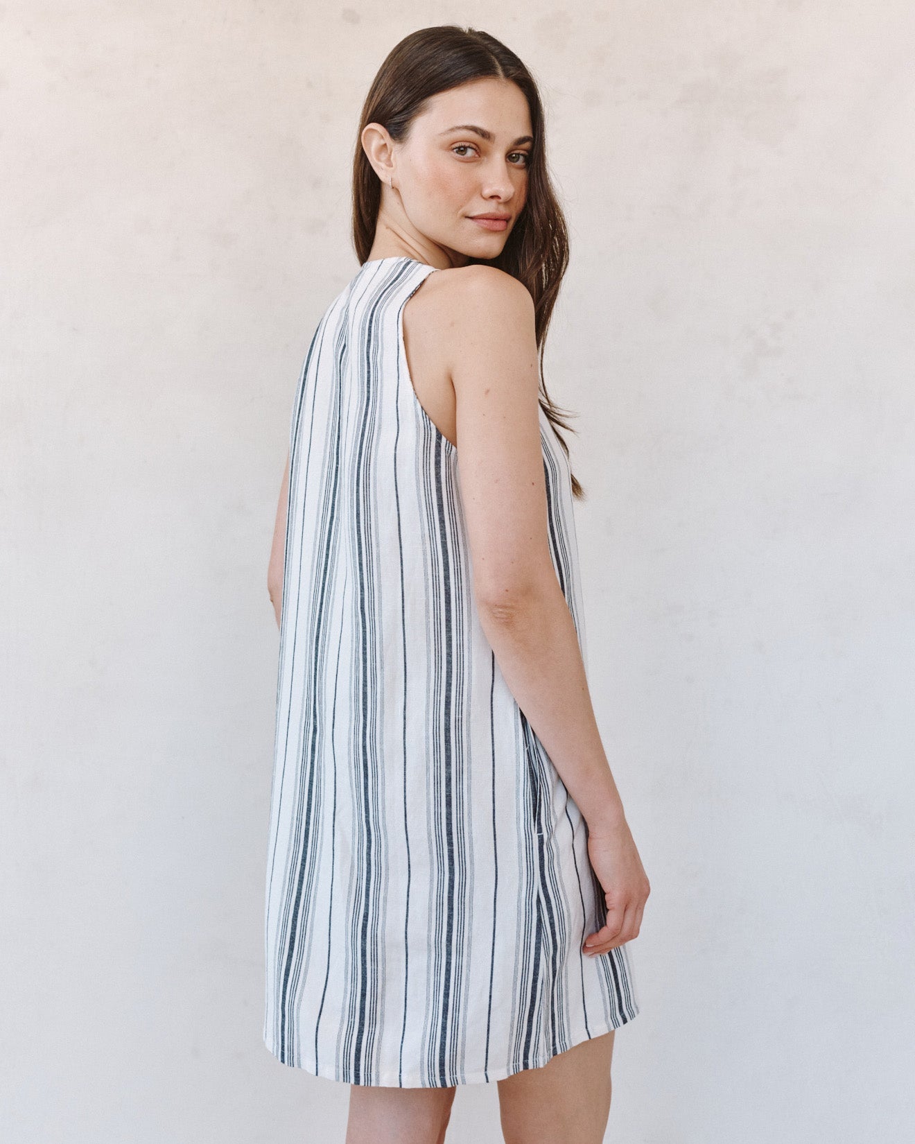 Print Your PostSleeveless Lace Up Mini Dress - Boardwalk StripeDresses