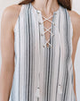Print Your PostSleeveless Lace Up Mini Dress - Boardwalk StripeDresses