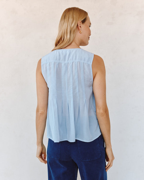 Print Your Post Sleeveless Pintuck Pullover - Soft Sky View 2