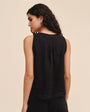 Print Your PostSleeveless Pintuck V Neck Top - BlackTops