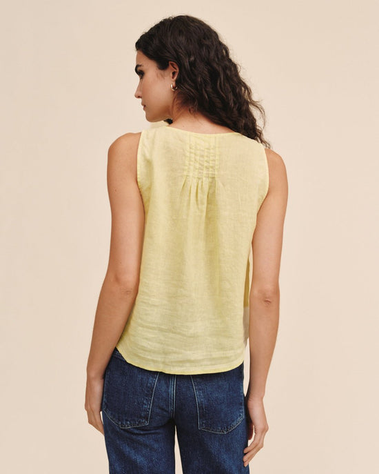 Print Your Post Sleeveless Pintuck V Neck Top - Lemon Drop View 2