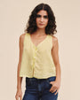 Print Your PostSleeveless Pintuck V Neck Top - Lemon DropTops