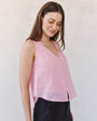 Print Your PostSleeveless Pintuck V Neck Top - Rose BlushTops