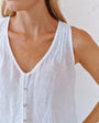 Print Your PostSleeveless Pintuck V Neck Top - WhiteTops
