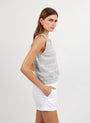 Print Your PostSleeveless Placket Pullover - Sea Mist StripeTops