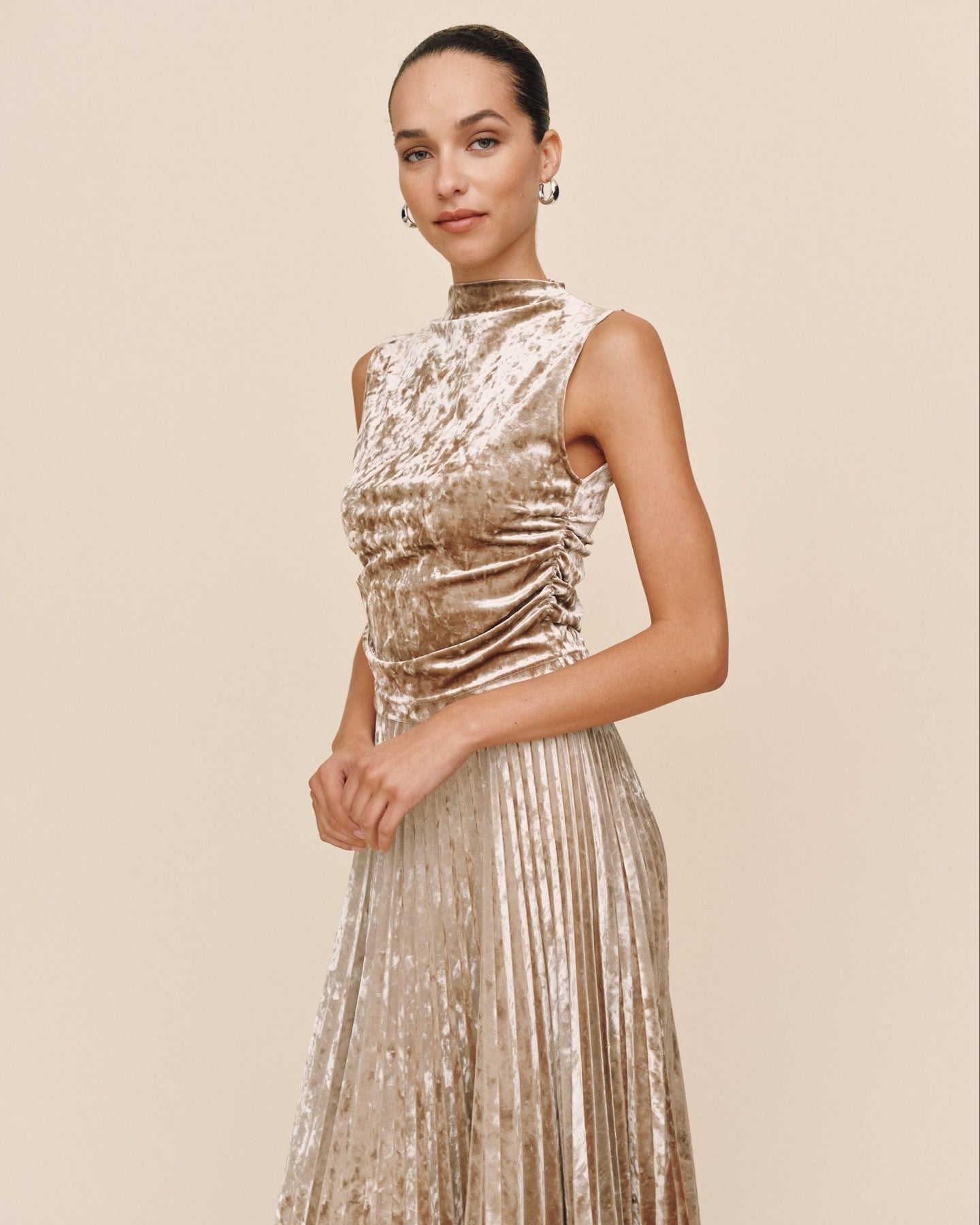 Print Your PostSleeveless Shirred Top - Mocha SofteeTops