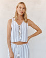 Print Your PostSleeveless Tie Front Top - Rosewood StripeTops