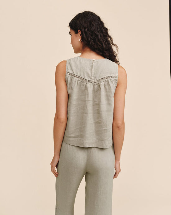 Print Your Post Sleeveless Trimmed Toke Seam Top - Green Tea View 2