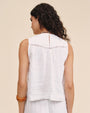 Print Your PostSleeveless Trimmed Yoke Seam Top - WhiteTops