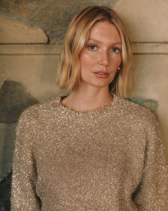 Print Your Post Slouchy Sweater - Gold Shimmer
