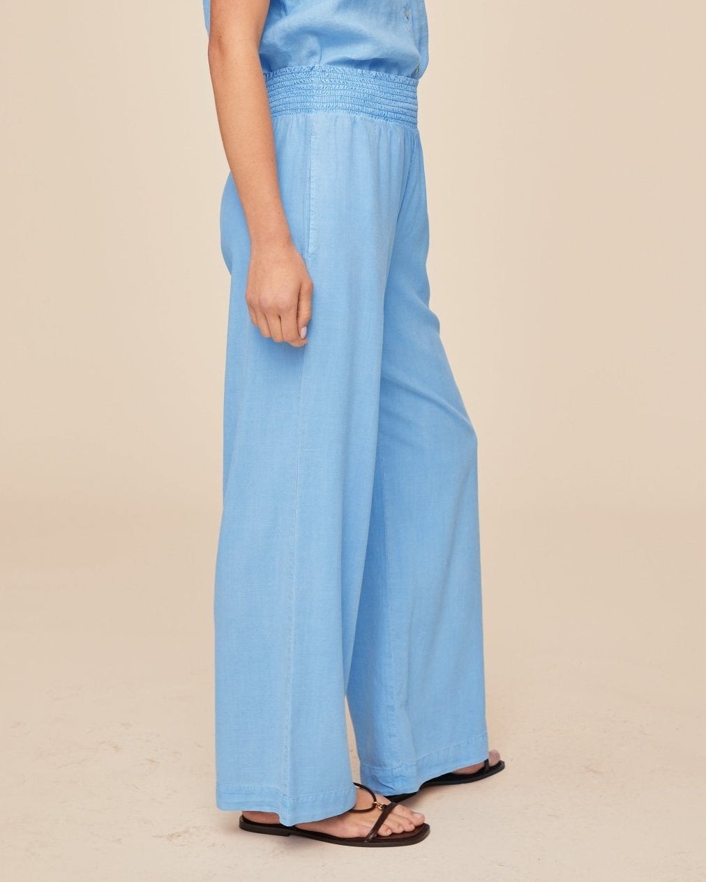 Print Your PostSmocked Waist Wide Leg - Tidal BluePants