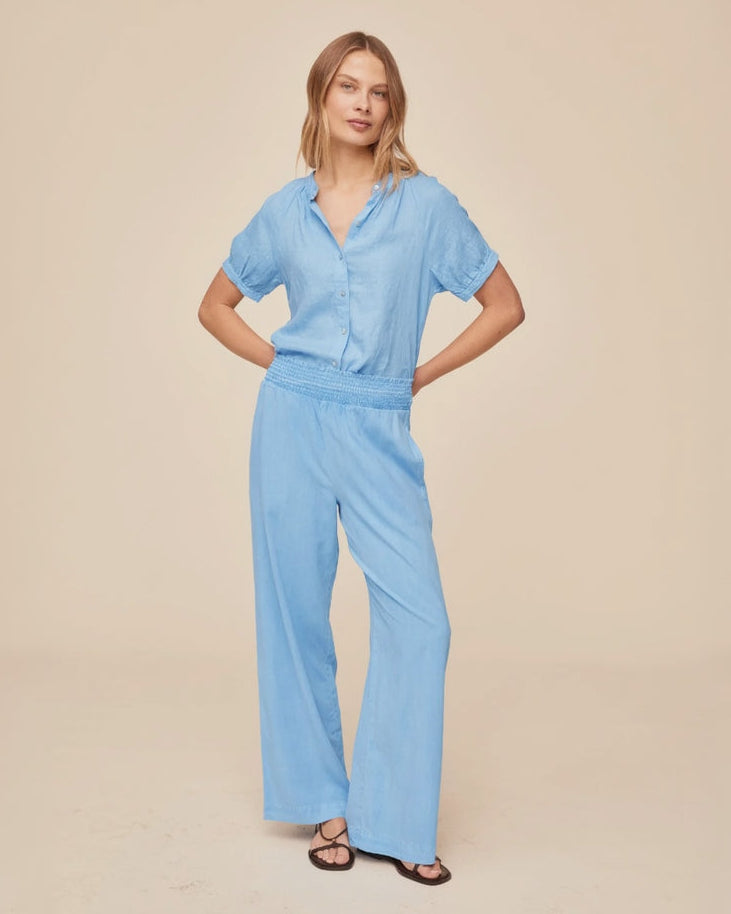 Print Your PostSmocked Waist Wide Leg - Tidal BluePants