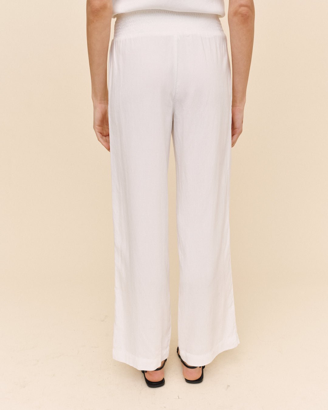 Print Your PostSmocked Waist Wide Leg - WhitePants