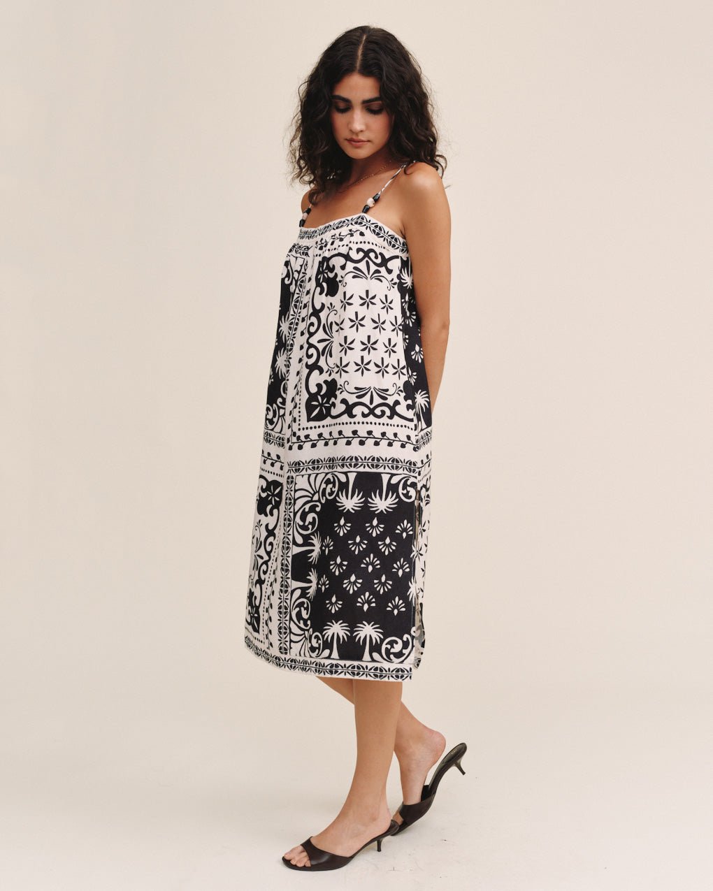 Print Your PostSpaghetti Strap Midi Dress - Tropical Bandana PrintDresses