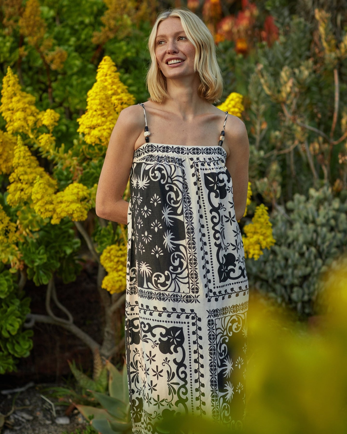 Print Your PostSpaghetti Strap Midi Dress - Tropical Bandana PrintDresses