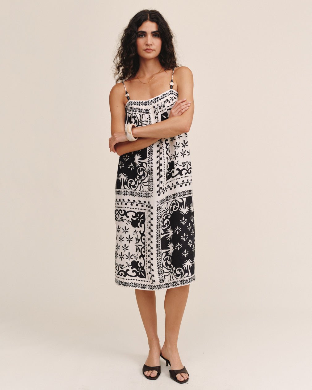 Print Your PostSpaghetti Strap Midi Dress - Tropical Bandana PrintDresses