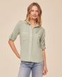 Print Your PostSplit Back Button Down - Oasis GreenTops