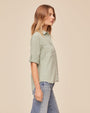 Print Your PostSplit Back Button Down - Oasis GreenTops