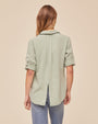 Print Your PostSplit Back Button Down - Oasis GreenTops